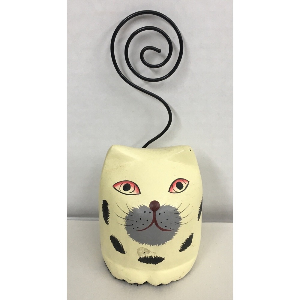 Pier 1 Imports CAT Folk Art Photo Note Business Card Holder
